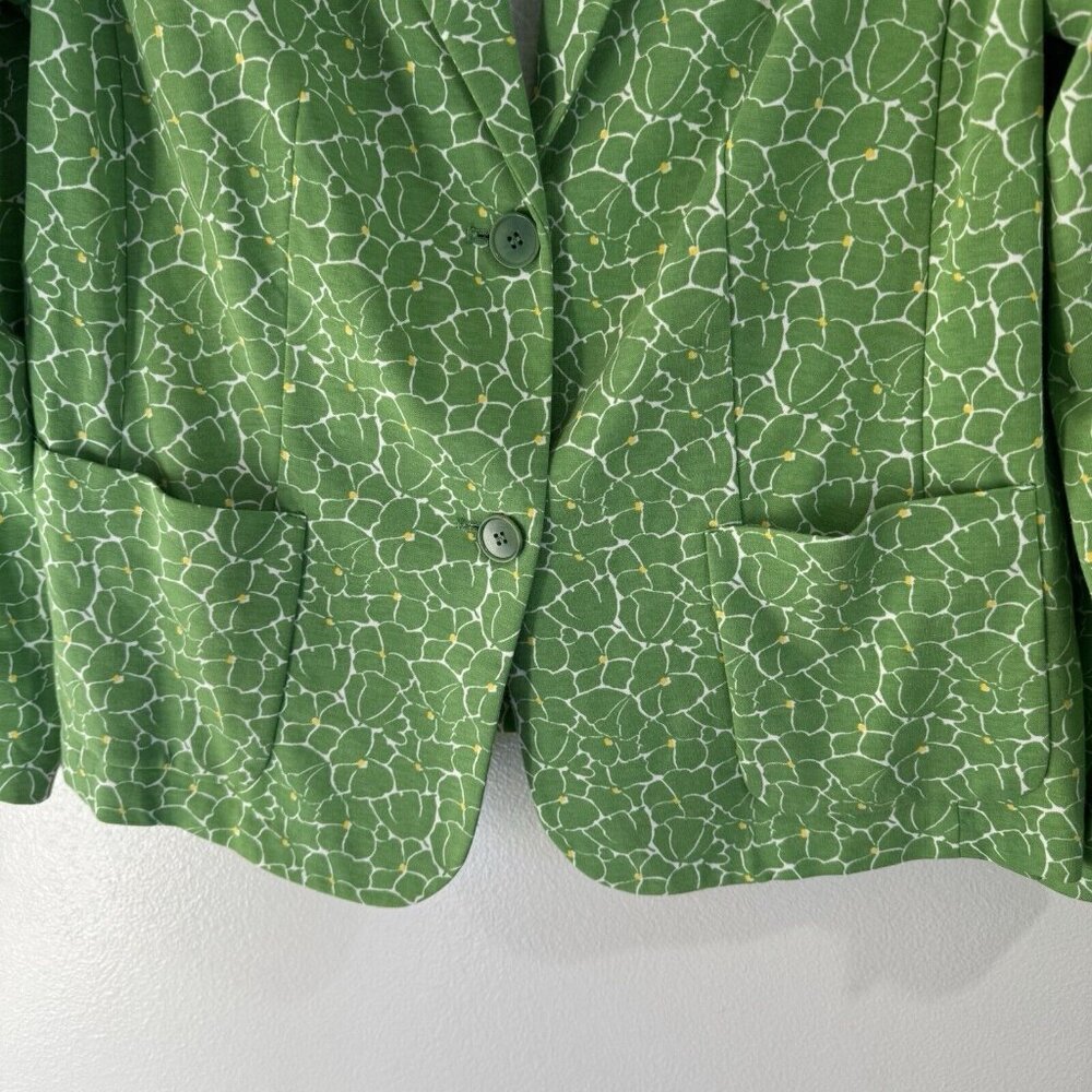 NWOT Talbots Blazer Jacket 1XP Petite Floral Green Yellow Cotton Stretch - Picture 3 of 10